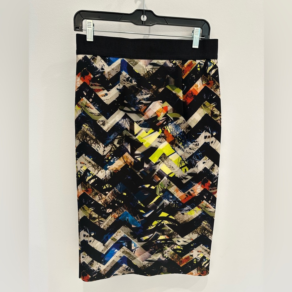 Milly Black and Yellow Chevron Skirt